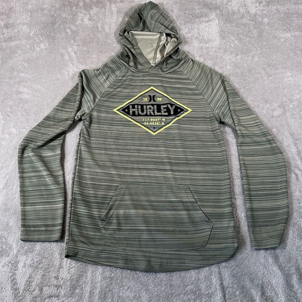 Hurley Boys' Green Hoodie Size L Long Sleeve Dri-Fit Casual Fall Wear